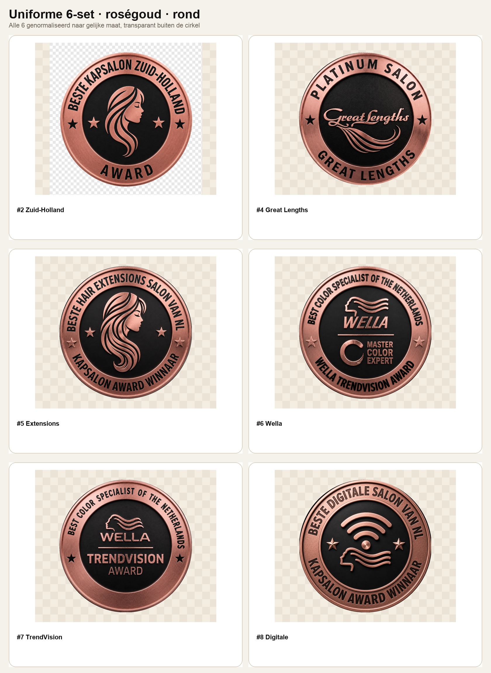 Uniforme 6-set roségoud rond